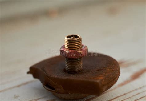Brass Nipple With Gasket Close Up Stock Image Image Of Fitting