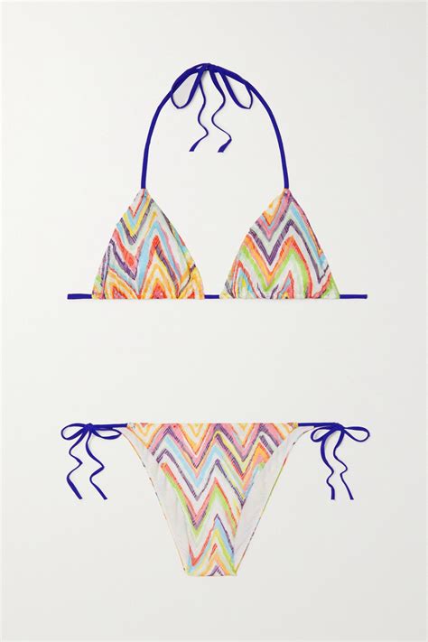 Blue Mare Crochet Knit Triangle Bikini Missoni In Bikinis
