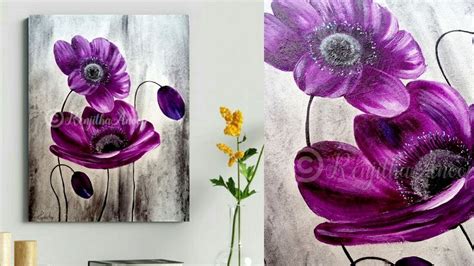 Purple Flower Painting Canvas