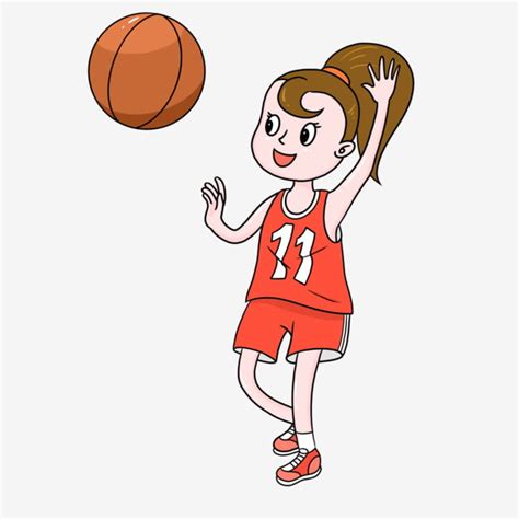 Playing Basketball Little Girl Cartoon Free Buckle Playing Basketball