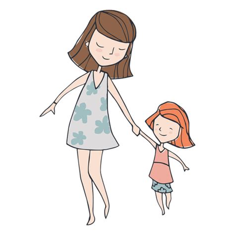 Diseño Png Y Svg De Mamá E Hija Caminando Dibujos Animados Para Camisetas