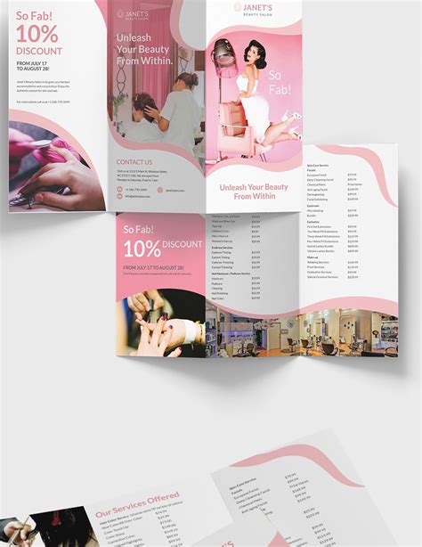 Beauty Salon Trifold Brochure Template In Psd Word Publisher