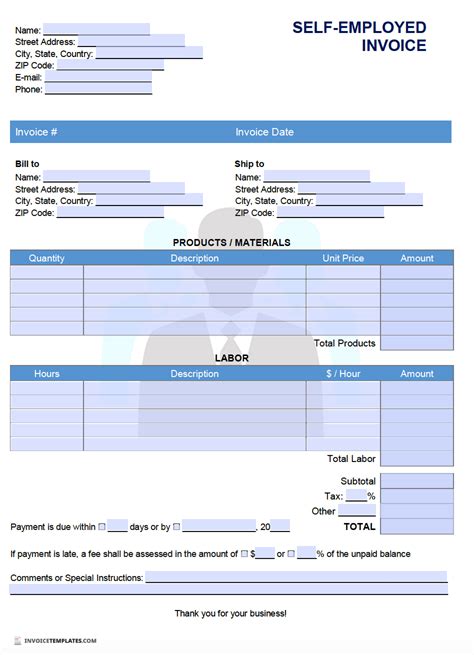 Self Employed Invoice Template Free