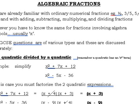 Algebraic Fractions Gcse 9 1 Teaching Resources