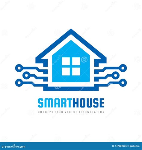 Smart House Logo Design Template Build Vector Sign Home Digital