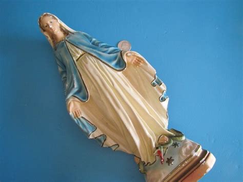Chalk Ware Statue Virgin Mary Stepping On A Snake Vintage