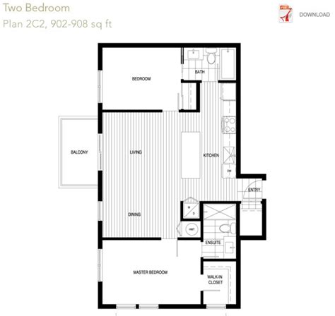 Bloom Condo 2 Bedroom Plan 2c2 902 To 908 Sqft With Images Floor