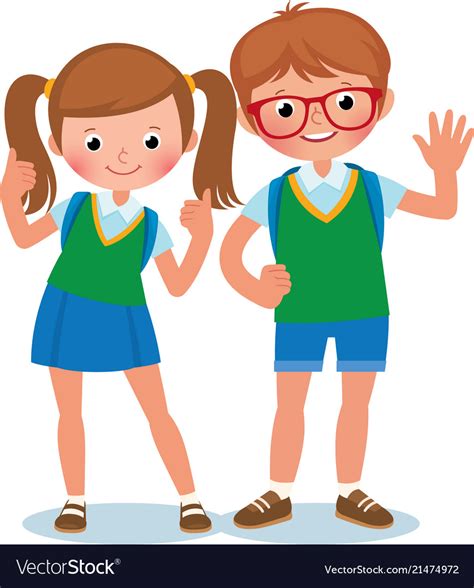 Two Students Of Elementary School Child Royalty Free Vector
