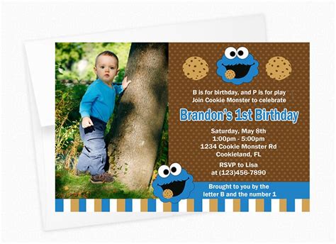 Cookie Monster Birthday Party Invitation Printable Or Printed Etsy