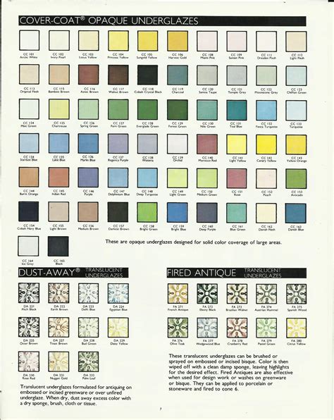 Duncan Opaque Underglaze Color Chart Ceramic Art Color Chart Ceramics