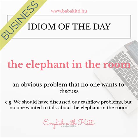 How to pronounce, definition audio dictionary. #BusinessIdioms The elephant in the room 🐘 Meaning: an ...