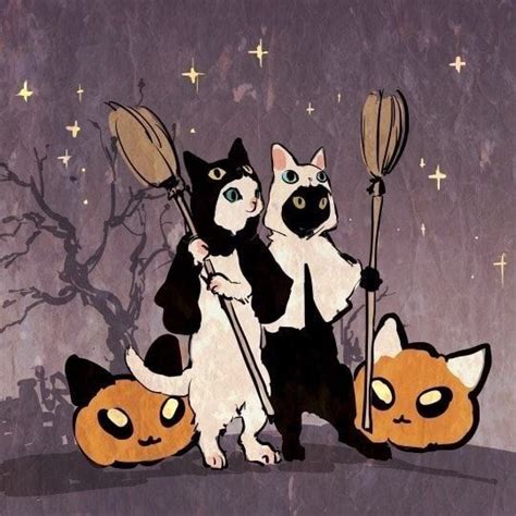 Spooky Little Guys ∞ Cat Art Halloween Art Cat Art Print