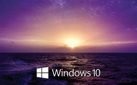 Windows 10 Text Logo On The Purple Sunset Wallpaper