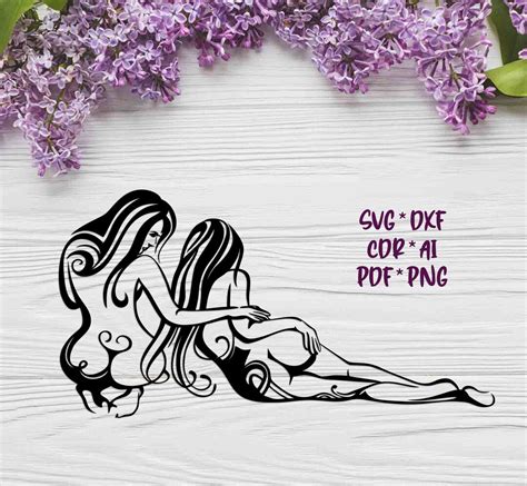 Two Naked Woman SVG DXF AI Digital Vector Design For Etsy