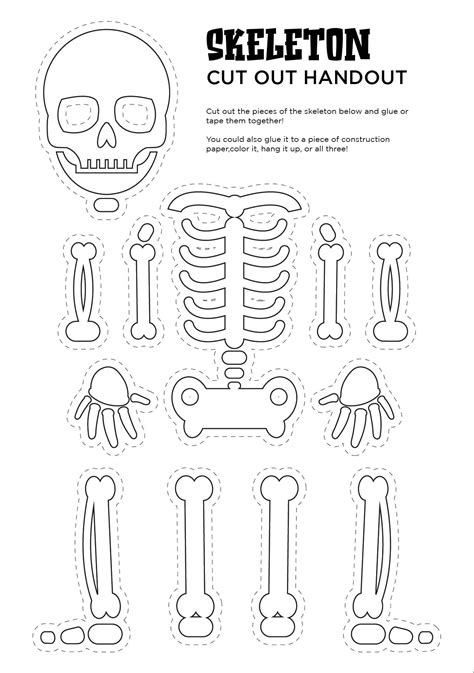 Halloween Skeleton Cut Out Handout Printable Skeleton Parts Skeleton