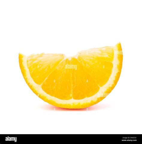 One Orange Fruit Segment Or Cantle Isolated On White Background Cutout