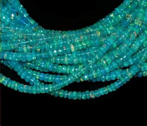 Rondelle Blue Paraiba Opal Faceted Beads For Necklace Size 16 Inch