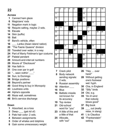 Free Easy Printable Crossword Puzzles For Adults Free