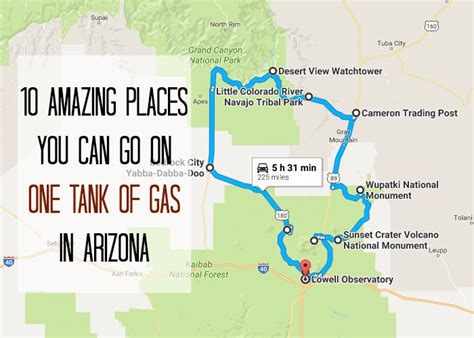 A Map With The Words 10 Amazing Places You Can Go On One Tank Of Gas In