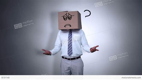 Businessman Hiding Head With Sad Box Stock Video Footage 8131140
