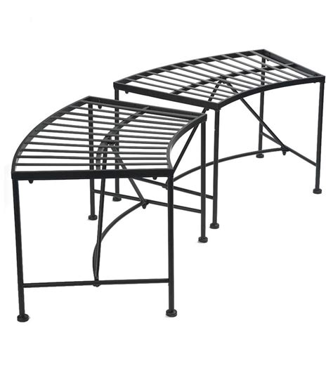 Curved Metal Outdoor Benches Set Of 2 Plowhearth Metal Outdoor Bench Metal Garden Benches