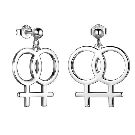 buy lgbt lesbian earrings dangle women 925 sterling silver double venus gay earrings drop pride