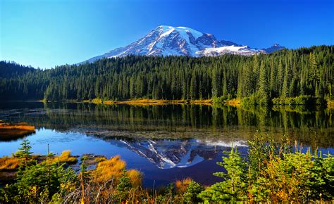 Free Photo Reflection Lakes Mount Rainier National Park