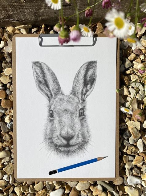 A4 Hare Pencil Drawing Fine Art Monochrome Print To Fit 10x8 Etsy