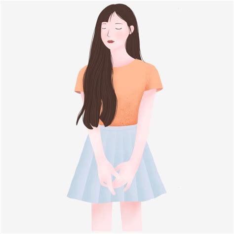 Gambar Keindahan Kartun Memakai Meditasi Rambut Panjang Gadis Kartun