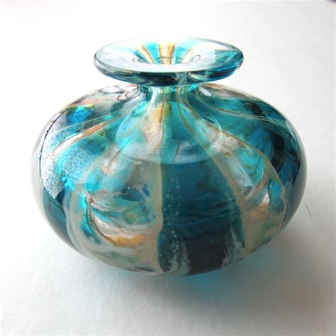 Vintage Mdina Glass Malta Bottle Vase Maltese Handblown Signed 1997 Gorgeous Glass Art Glass