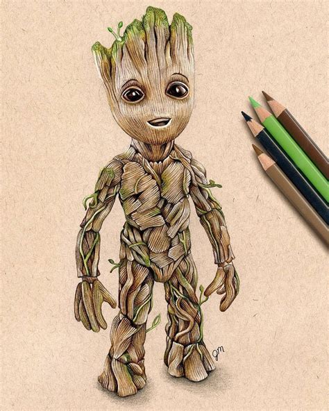 Talking tom drawing and coloring. Hi I am Groot . ️art b | Baby groot drawing, Marvel art ...