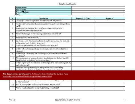 Excel Template Design Review Checklist Excel Template Xls Flevy