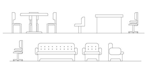 Furniture Side View Autocad File Cadbull