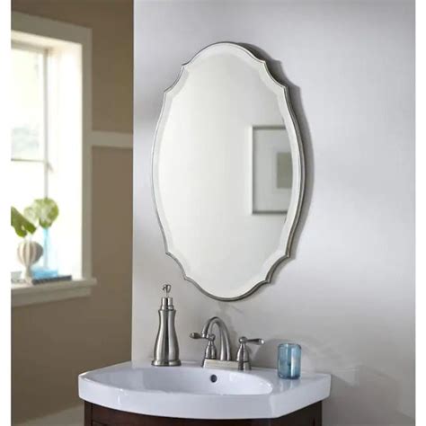 Allen Roth 30 In L X 20 In W Oval Silver Beveled Wall Mirror Lowes