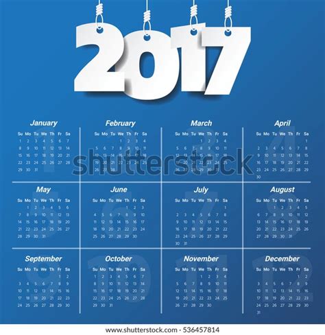 2017 Modern Calendar Template Vectorillustration Vector De Stock