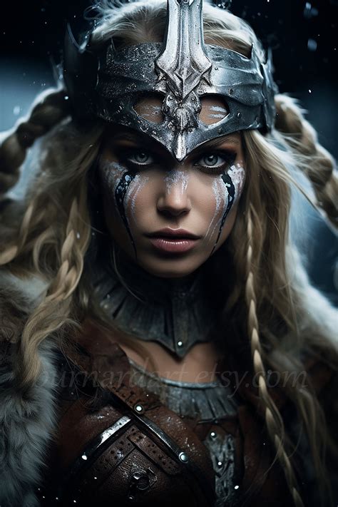 Viking Warrior Woman With War Paint Digital Download Scandinavian