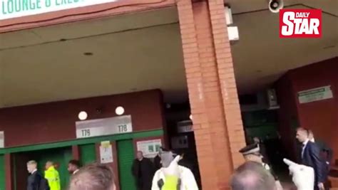 celtic fans filmed taunting rangers stars including andy halliday as they board coach daily star
