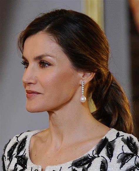 12 April 2018 — Queen Letizia Of Spain Diamond And Pearl Earrings King