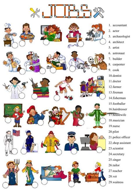 Jobs And Workplaces Vocabulary Worksheet