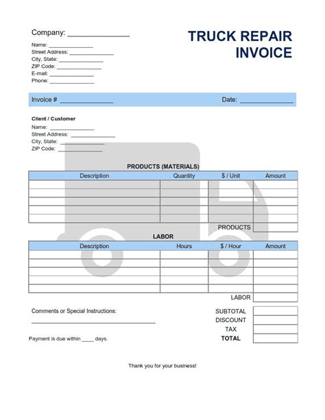 Trucking Company Invoice Template