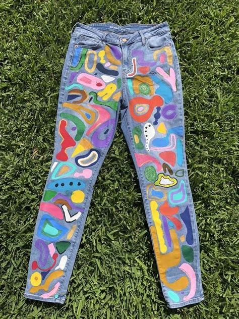 Sample Listing Hand Painted Jeans Your Design Will Be Etsy Jeans