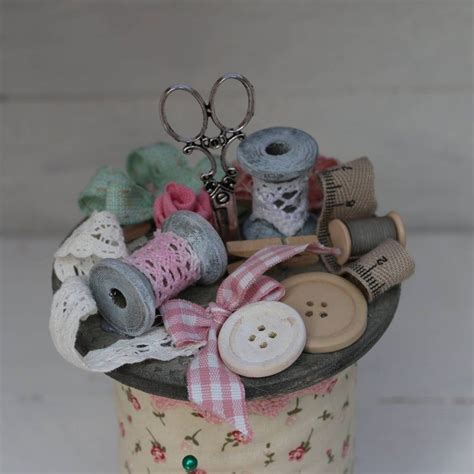 Unique Handmade Wood Spool Pincushion Country Style Wooden Spool Pin