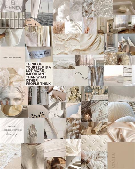 Cream Wall Collage Kit Soft Beige Aesthetic White Aesthetic Digital