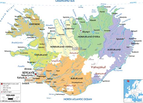 Detailed Political Map Of Iceland Ezilon Maps