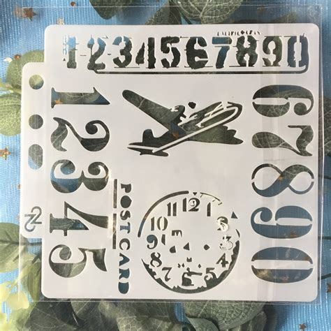 New 13cm Plane Clock Numbers Layering Stencils Wall Painting