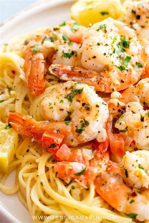 shrimp scampi is succulent seafood and tomatoes mixed in a tangy lemon garlic butter sauce which