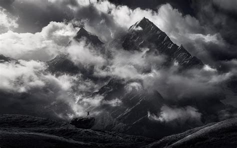 1920x1200 Nature Landscape Monochrome Mountain Himalayas Clouds Snowy