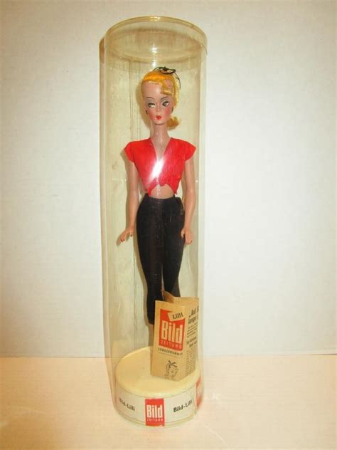 Very Rare Htf Vintage 1950s German Bild Lilli 11 1 2 Doll In Clear Tube Stand Ebay Vintage
