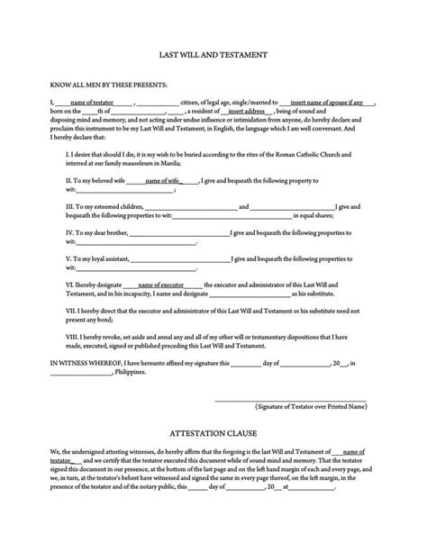 Free Printable Template For A Will Printable Templates