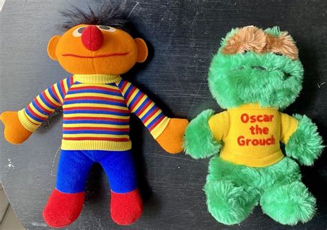 Vintage 80s Ernie And Oscar The Grouch Plush Lot 10 Sesame Etsy